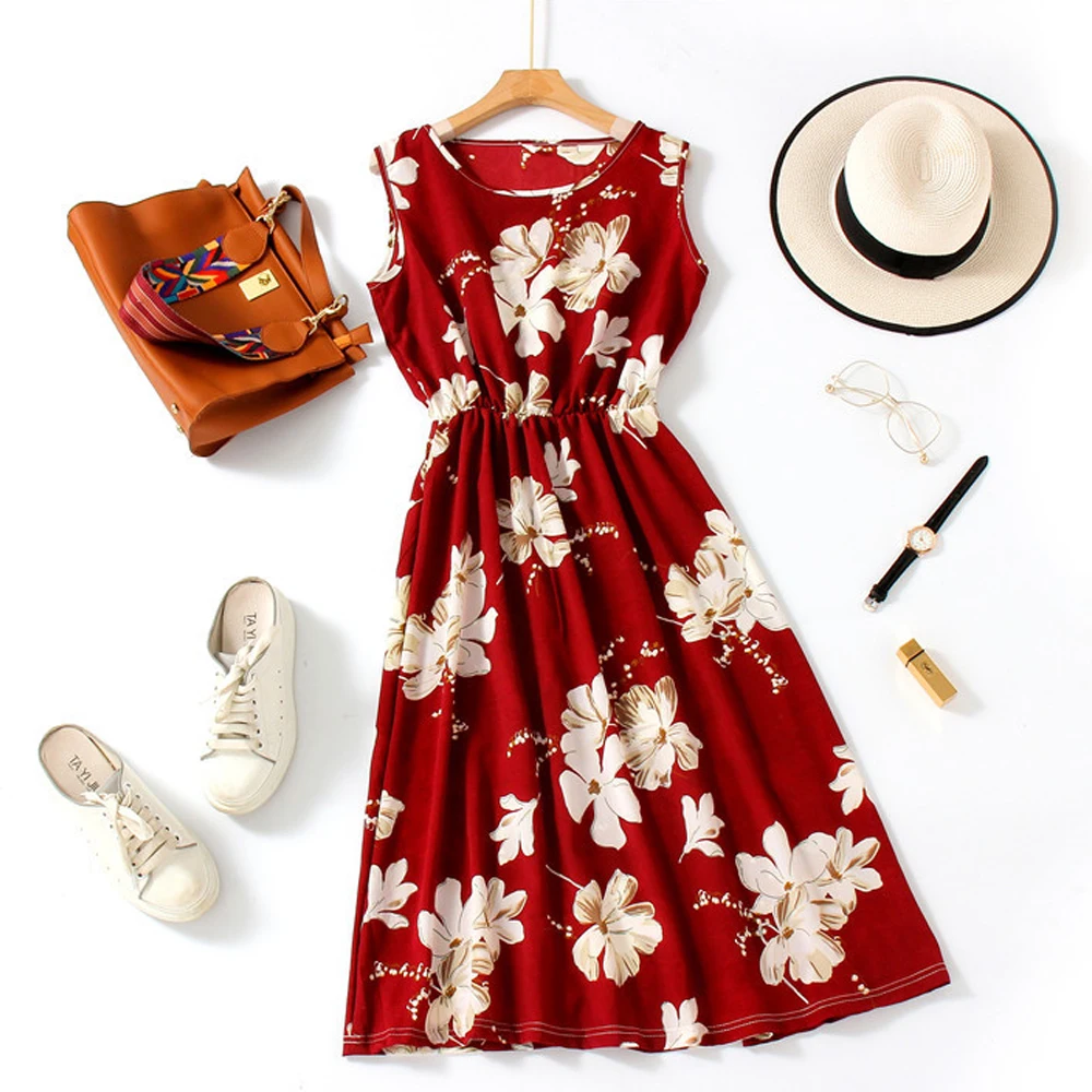 Summer Women’s Floal A-Line Dress 31 Colors Size 4 Sweet Elegant O-neck Short For Lady Chic Flowers Loose Style Mini |