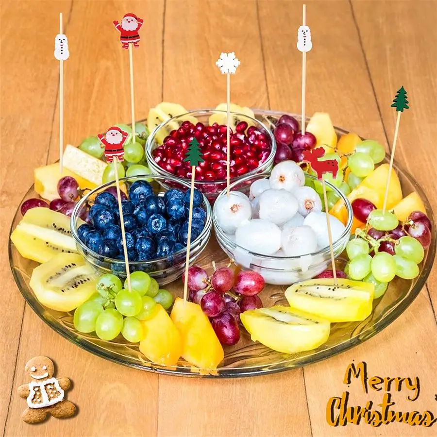 

Sale By Bulk Set Christmas Sticks Disposable Bamboo Sticks Snowflake Christmas Tree Moose Santa Claus Snowman Sticks Christmas