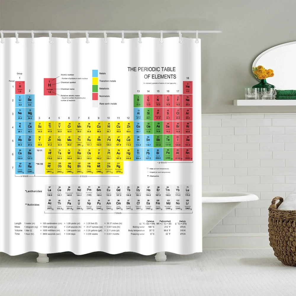 

Periodic table Shower Curtain World map curtain large 180x200cm 3d Bath Single Printing Waterproof Polyester for bathroom Decor