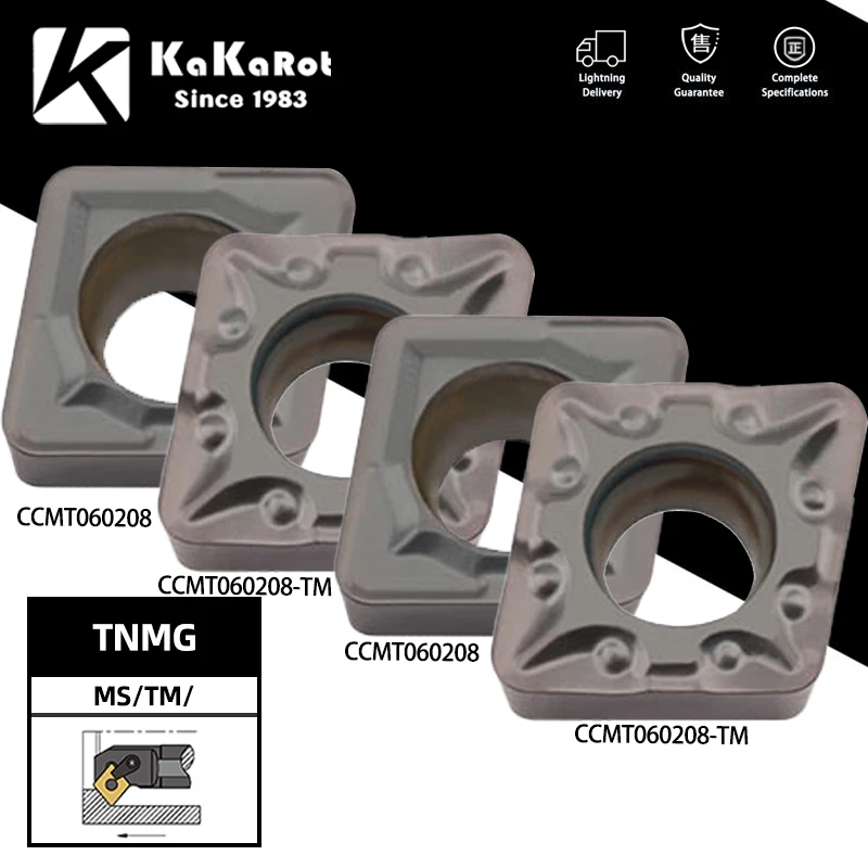 

10pcs KaKarot Carbide Insert CCMT 060204 CCMT060208 TM YT735 Internal Turning External Turning Tools Holder CNC Lathe Turning