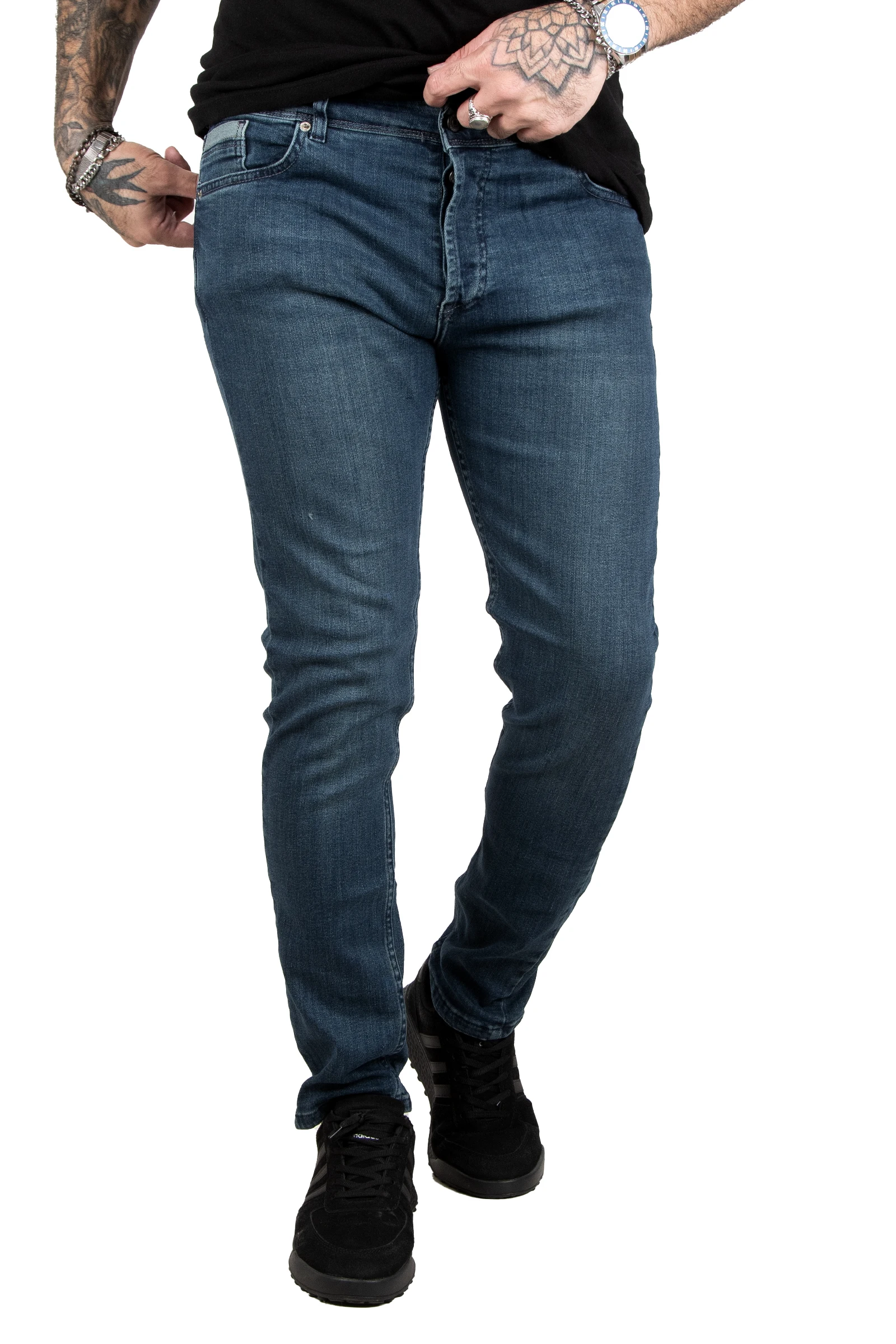 DeepSEA Men Back Pocket Pleated Lycra Jeans Pants 2102002