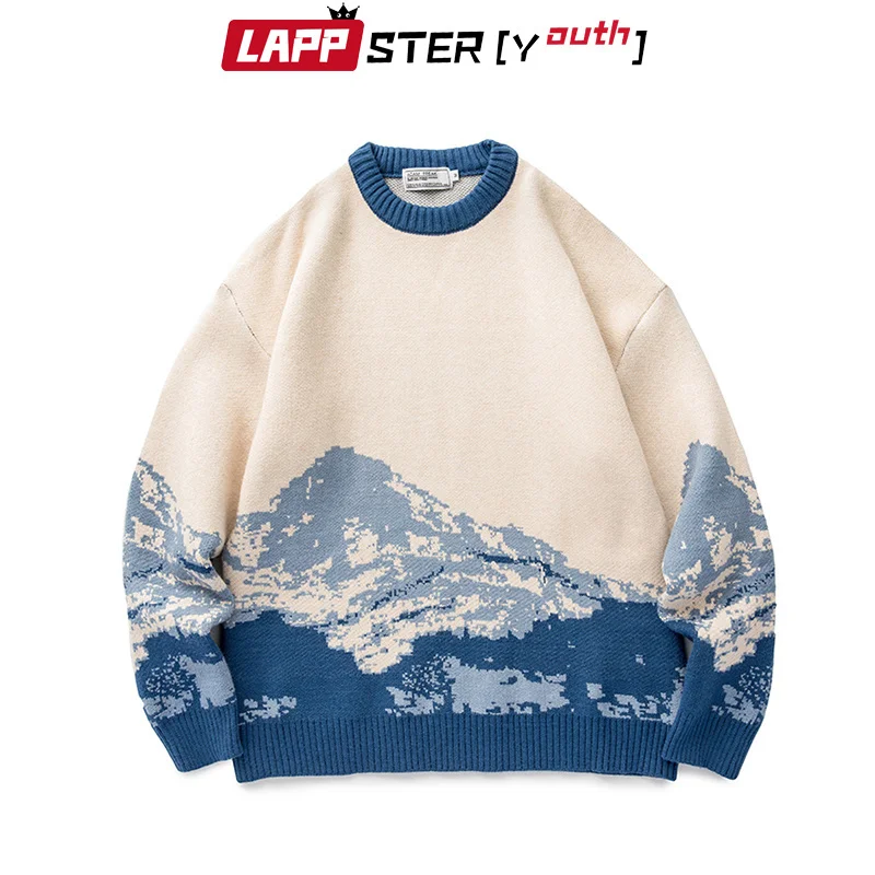 

-Yout Men arajuku Moutain Winter Sweaters 2023 Pullover Mens Oversized Fasions Sweater Women Vintae Clotes
