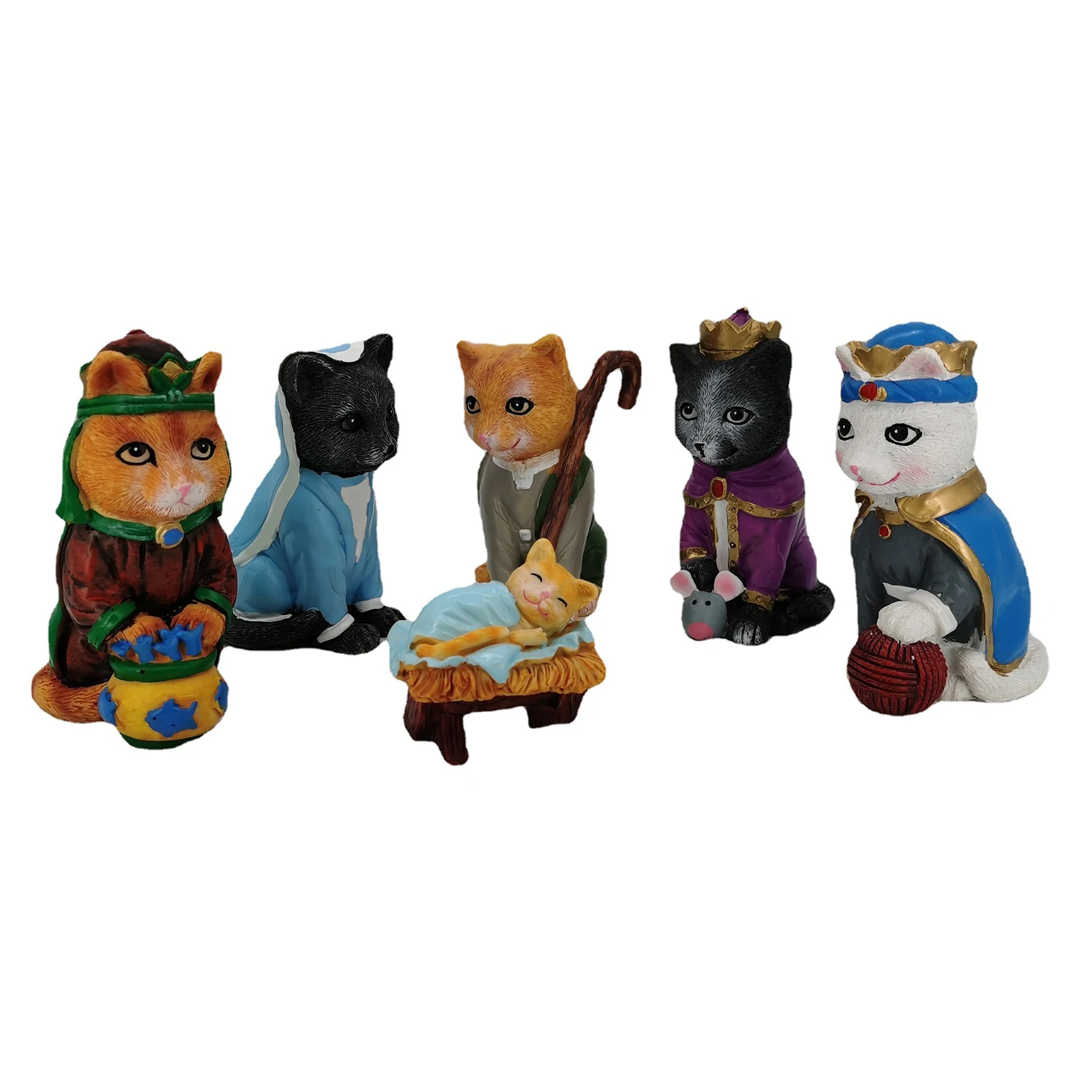 

6 шт., декоративные изделия из смолы в виде кошки