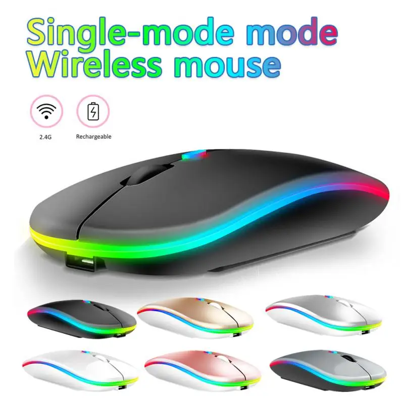 

Single-mode Wireless Mouse For Computer PC Laptop IPad Tablet With RGB Backlight Mice Ergonomic Rechargeable USB Mouse Gamer