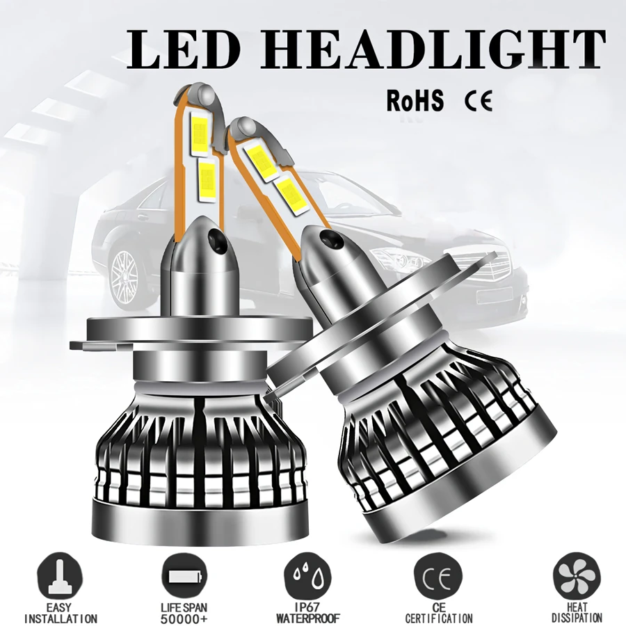 

H4 H7 Led Car Headlight Bulb H1 H3 H11 9005 9012 9006 Super Bright Fog Light Headlamps 20000LM CSP Chip LED Lamp Car Accessories
