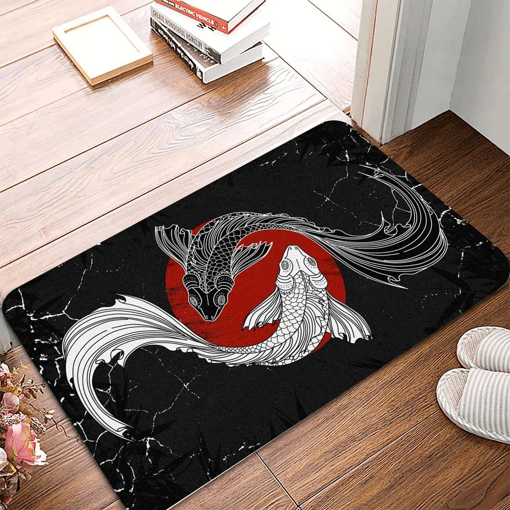 

Koi Fish Yin Yang Anti-slip Carpet Living Room Rugs Doormat Entrance Door Bath Mat Wc Mat Shower Bathroom Comfort Floor Cushion