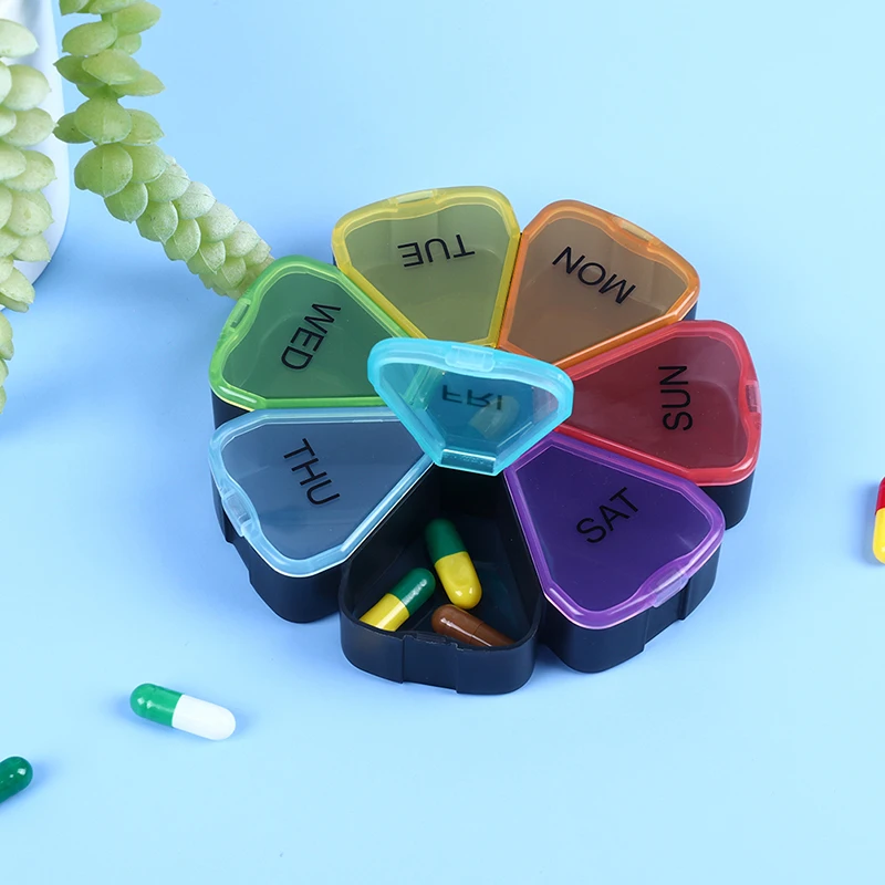 

1PC 7 Days Medicine Pill Box Mini Round Portable Travel Storage Vitamin Box Sort Tablet Holder Organizer Container Cases