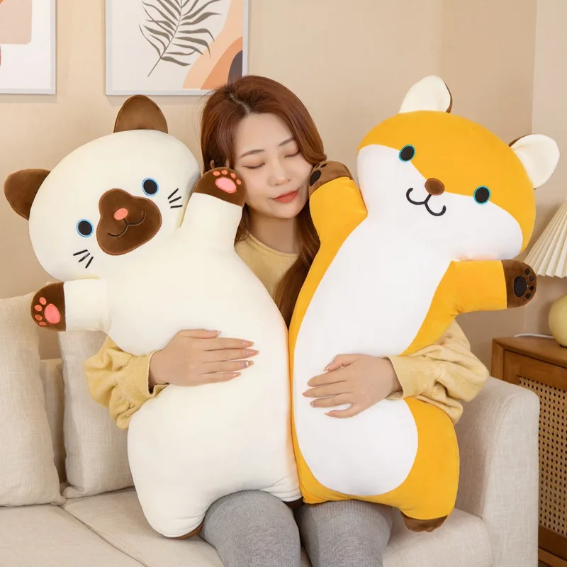 

Zqswkl 75cm cat fox plush doll cute animal long pillow girl bed sleep long pillow hugs animals stuffed toys