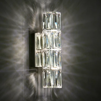 Crystal Bedroom Wall Sconces Lighting Chrome Indoor Beautiful Glass Wall Light Fixtures Modern Elegant Crystal Wall Mount Lamp