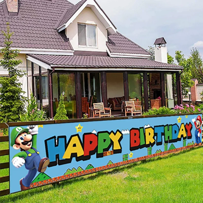 

Super Mario Birthday Banner 50 X 300 Cm Outdoor Banner Decorated with Children's Birthday Party Supplies Fun Hanging Gifts