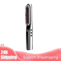 portable rechargeable hair straightener brush beard straightener brush electric hair straightener ionic hair straightening brush