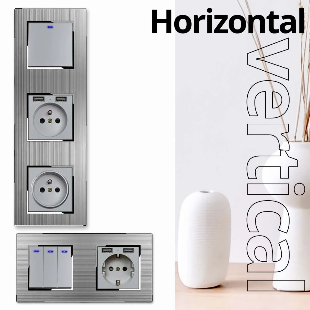 Настенный переключатель Wallpad серая клавиша из нержавеющей стали для рукоделия