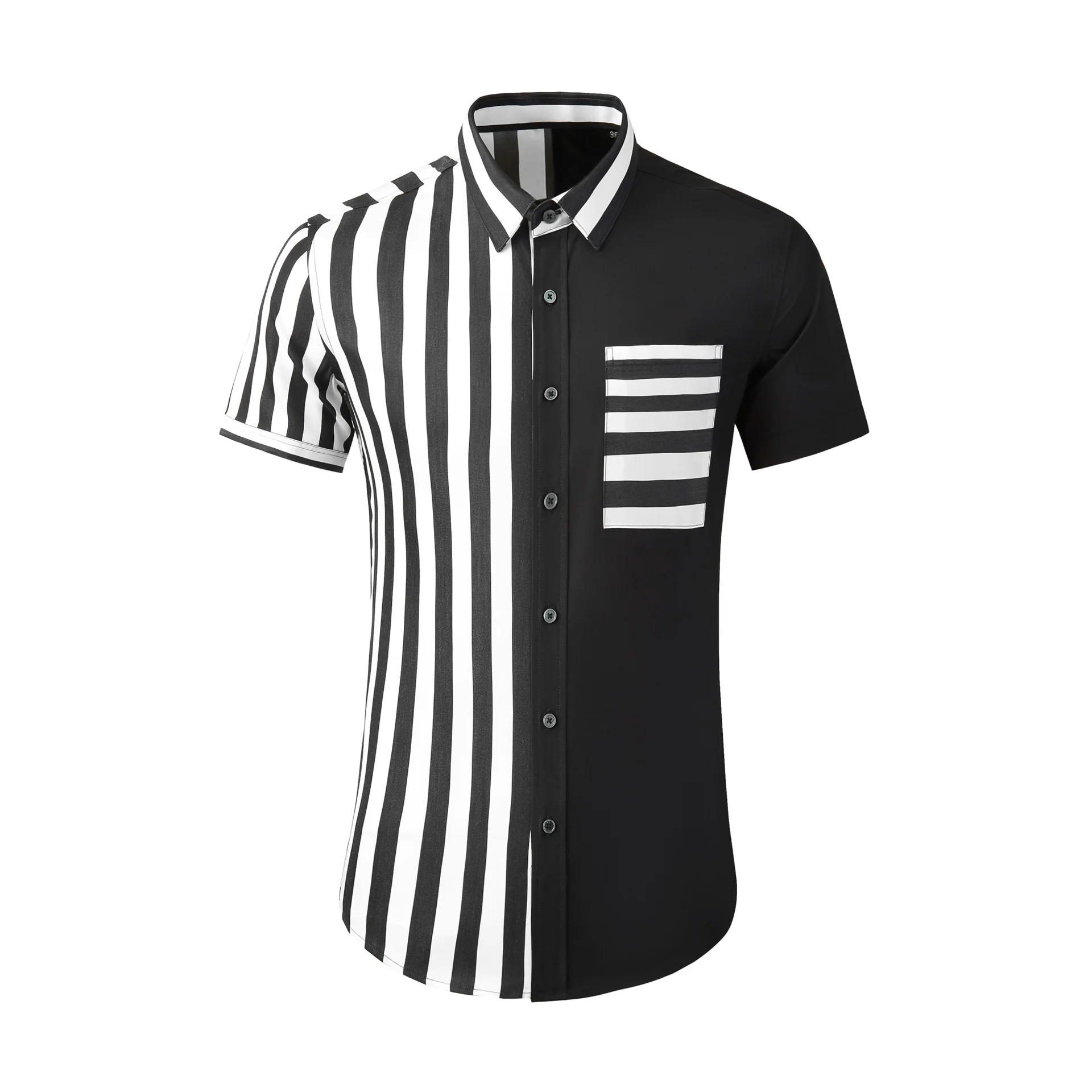 

Высококачественная Роскошная Гавайская Повседневная Мужская модная пляжная летняя рубашка в полоску с короткими рукавами