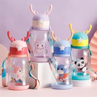550ml children school water bottle for outdoor travel cute cartoon animal baby water bottles with shoulder strap for boy girl