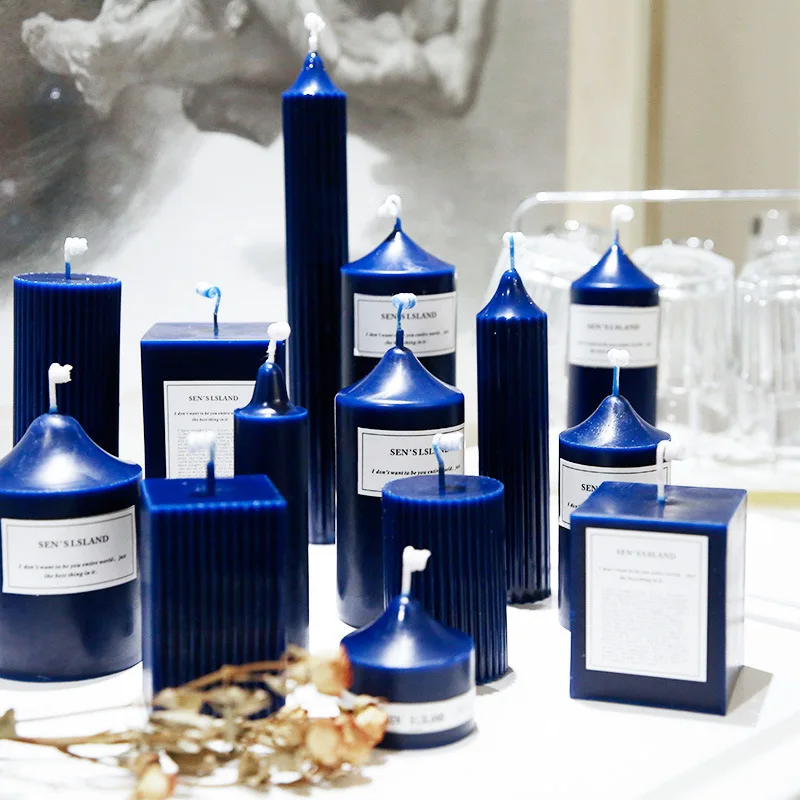 

MEBIS Wholesale Blue Unscented Candles Geometry Church Candle Unity Candle Set for Home Decor Wedding Centerpieces
