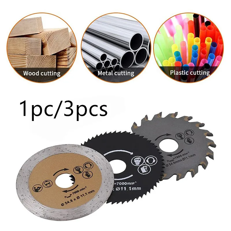 

1/3pcs Circular Cutting Blade Out Diameter 54.8mm Saw Discs with Mandrel Drill Alloy Steel Rotary Tool for Wood Cutting Mandrel