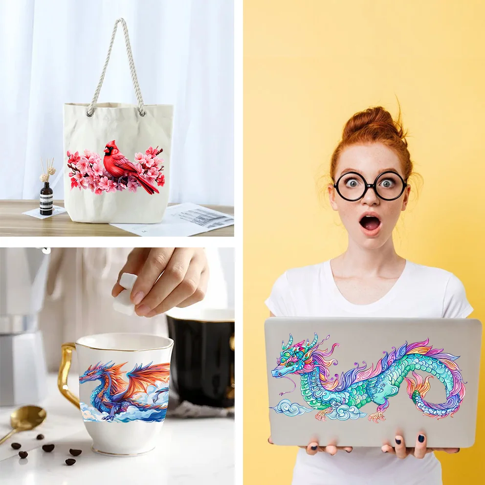 Colorful animals peel waterproof DIY Decals 3D transfers uvdtf crystal stickers 16oz uv dtf cup wraps for Libbey Glasses