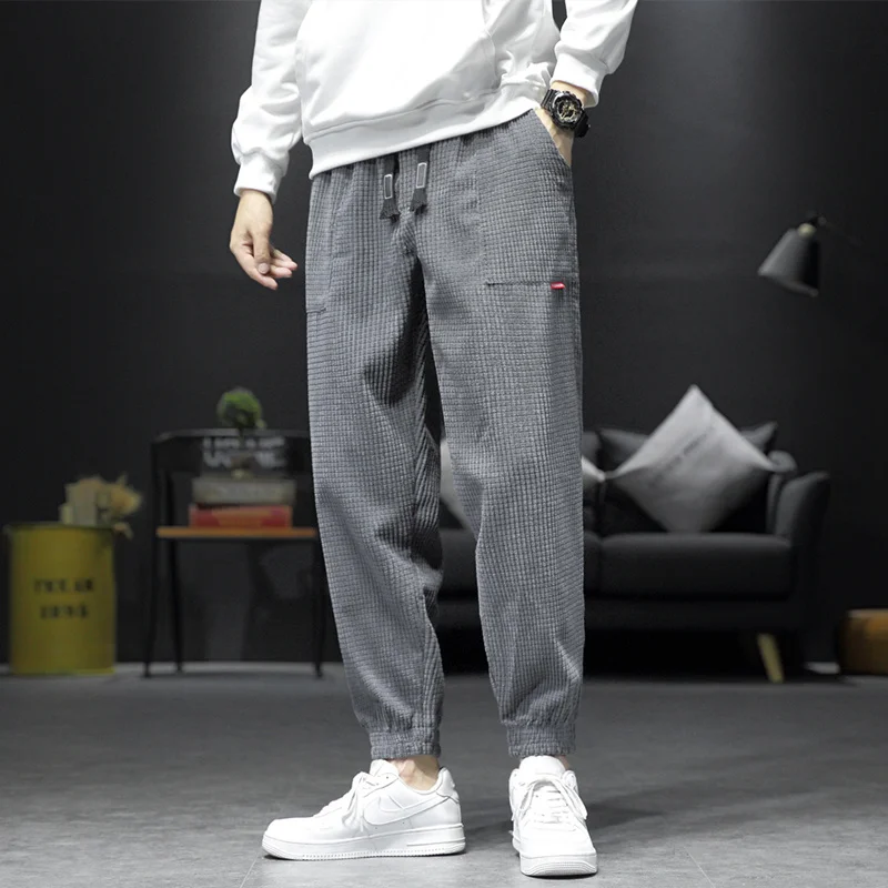 

M-5XL ! 2022 New Fashion Men's Solid Color Nine-point Pants Trousers Harem Pants Corduroy Outdoor Casual Pants