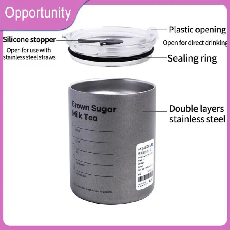 

Double Layer Straw Cup Heat And Cold Insulation Portable Accompanying Business Water Bottle Stainless Steel Durable Thermos Cup