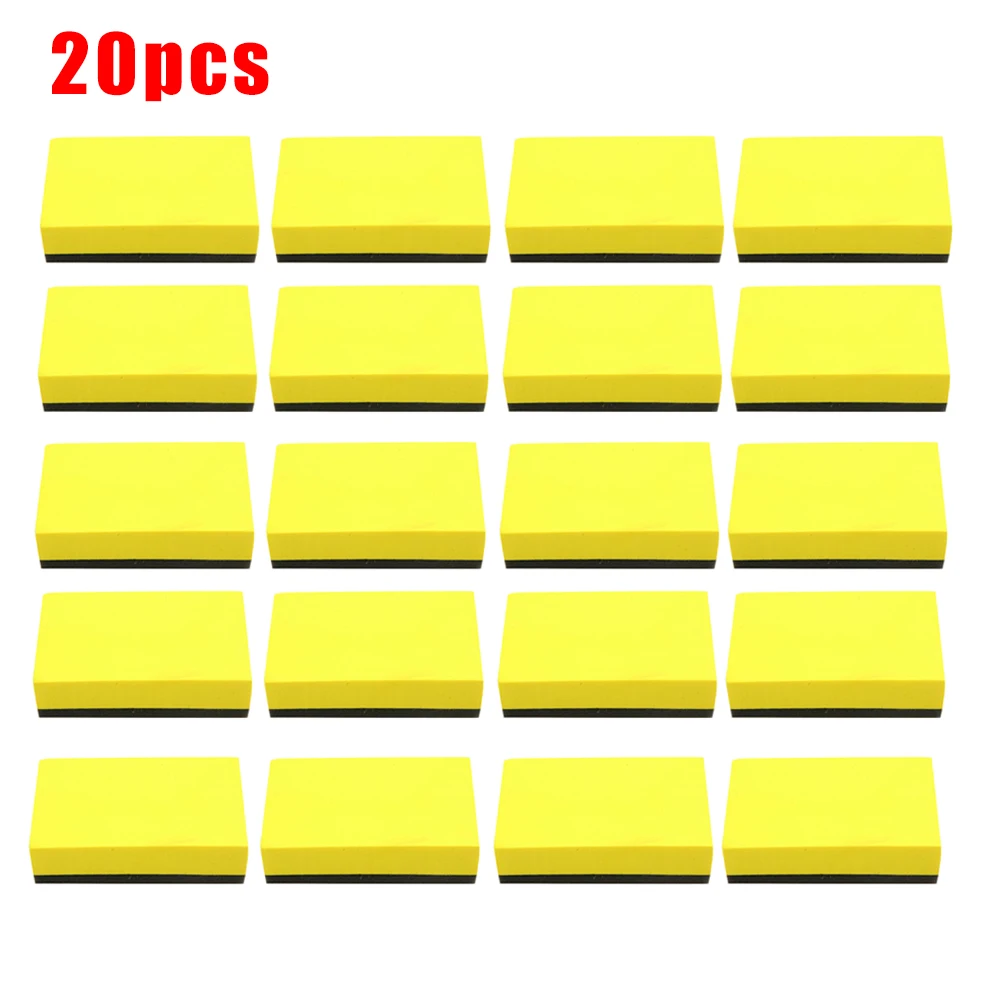 

20PCS Yellow Car Waxing Polishing Sponge Sponge Pad Cleaning Beauty Tool, 8*4*1.8(cm) Suitable For Use With Wax, Polish, Etc