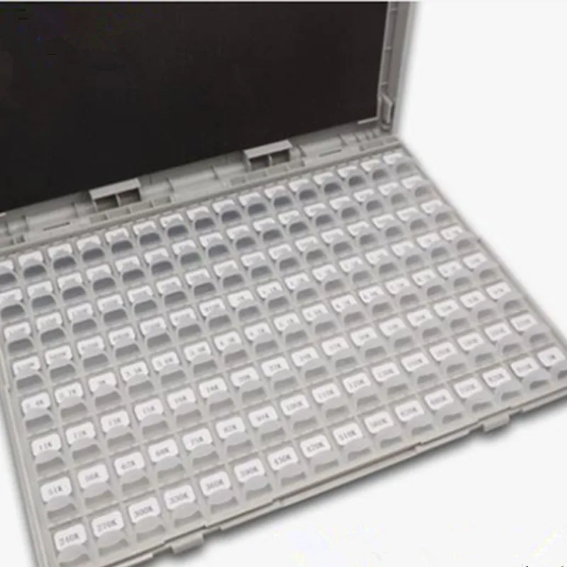 SMD Resistor Box 1% 1206 0805 0603 0402 0201 SMT Chip Resistor Assortment Kit component 128 Values 0R-1M sample boxes