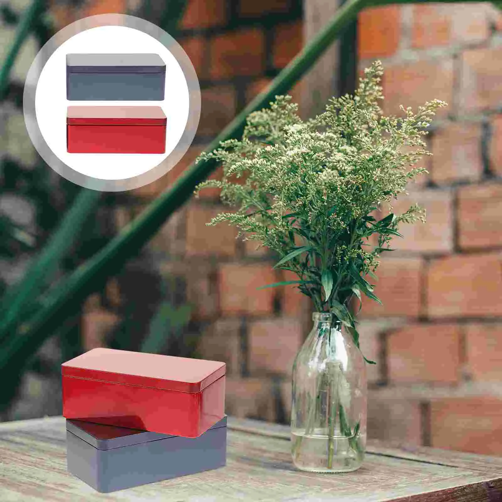 

2 Pcs Holiday Gift Box Small Spice Containers Empty Metal Tins Candy Jewelry Nativity Decor Cases Tinplate Cans