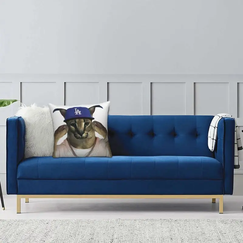 Big Floppa Rapper Cushion Cover 40x40cm Home Decor 3D Print Cat Caracal Gosha Throw Pillow Case for Living Room Double-sided