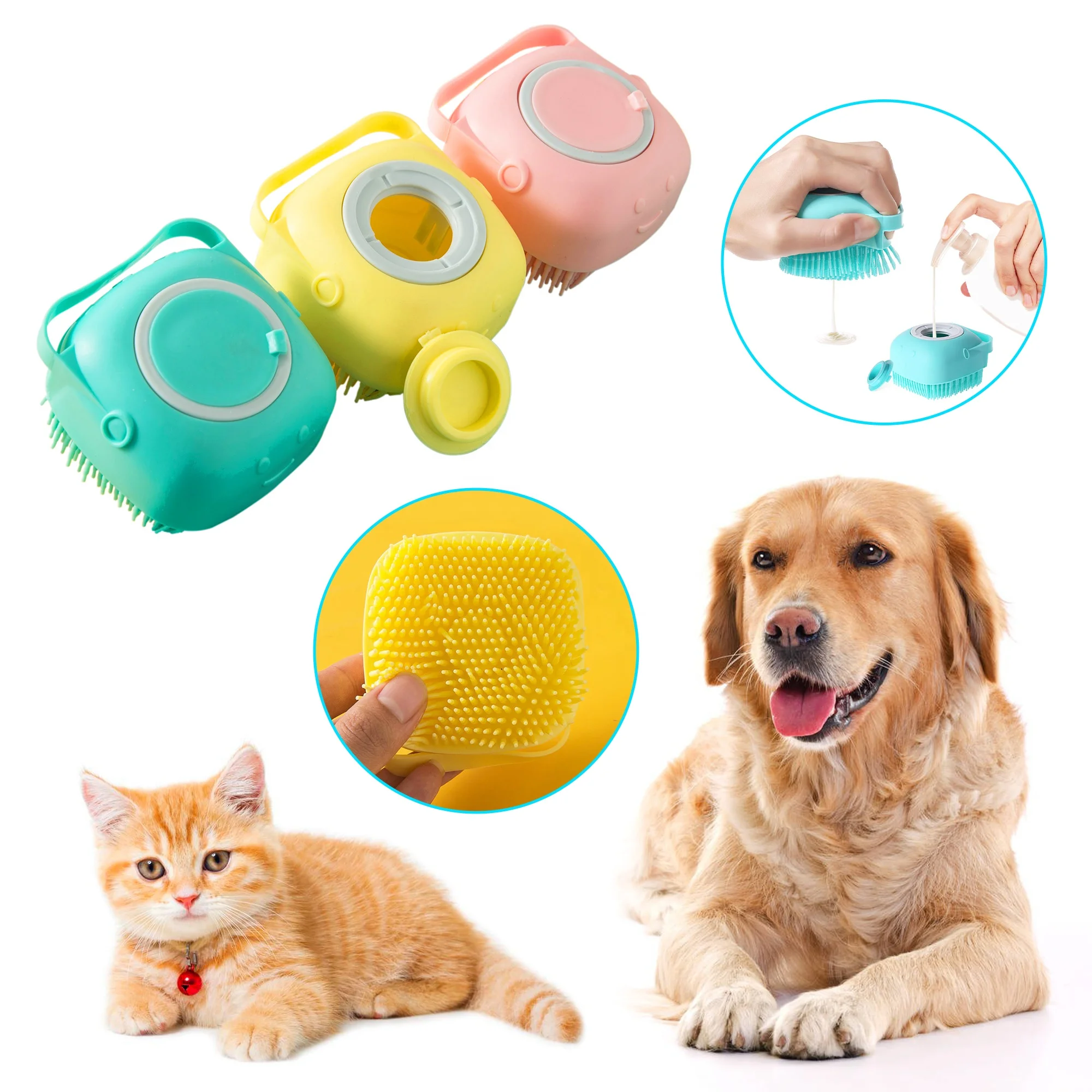 

Hot Installed Shower Gel Liquid Shampoo Multifunctional Pet Brush Cat Dog Silicone Bath Brush Pet Supplies