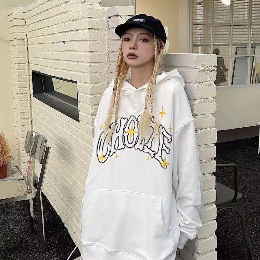 

Female Clothes Hoodies Sweatshirts for Women Graphic Tops Pullovers Loose with Orint on Baggy Hooded M Offer Free Shipping 2000s