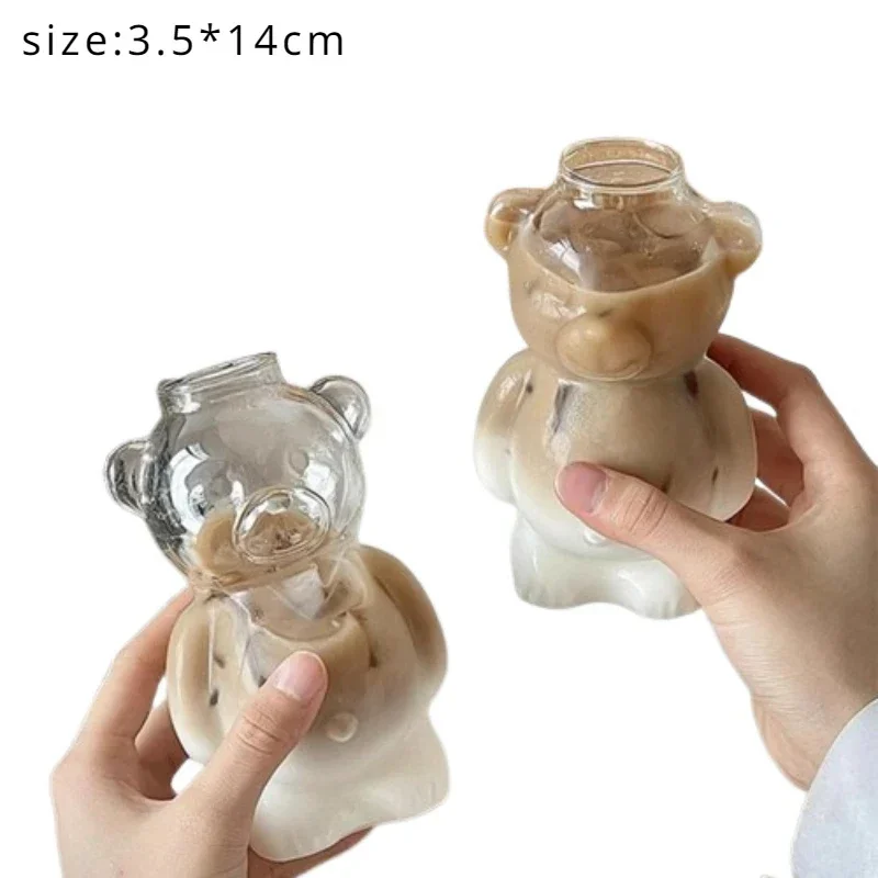 1 шт. 320 мл креативная кружка для кофе с милым медведем и соломинкой прозрачная