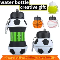 outdoor sports silicone folding creative water cup portable anti fall leak proof football basketball tennis baseball mug
