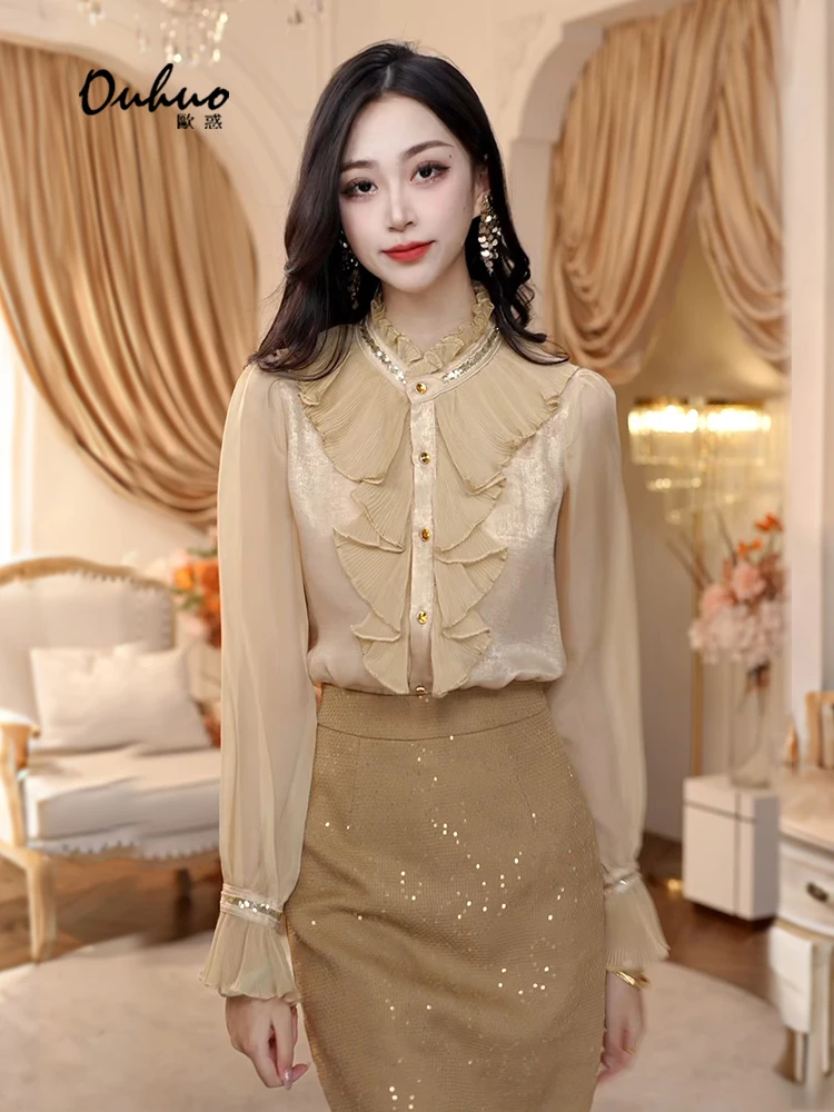 New Chinese Sle Embroidery Top Women clothes 2024 Spring Popular Design Sense Shirts Korean Series Early Wear