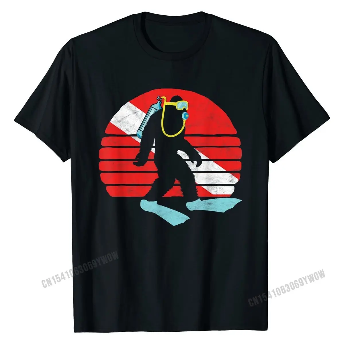

Vintage Funny Bigfoot SCUBA Diving Retro Dive Flag T-Shirt Summer Unique Tops Tees Brand New Cotton Men's T Shirt