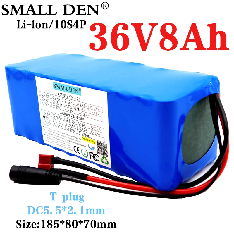 36V 8Ah 18650 10S4P rechargeable lithium battery pack electric bicycle motorcycle scooter vehicle built-in BMS | Электроника