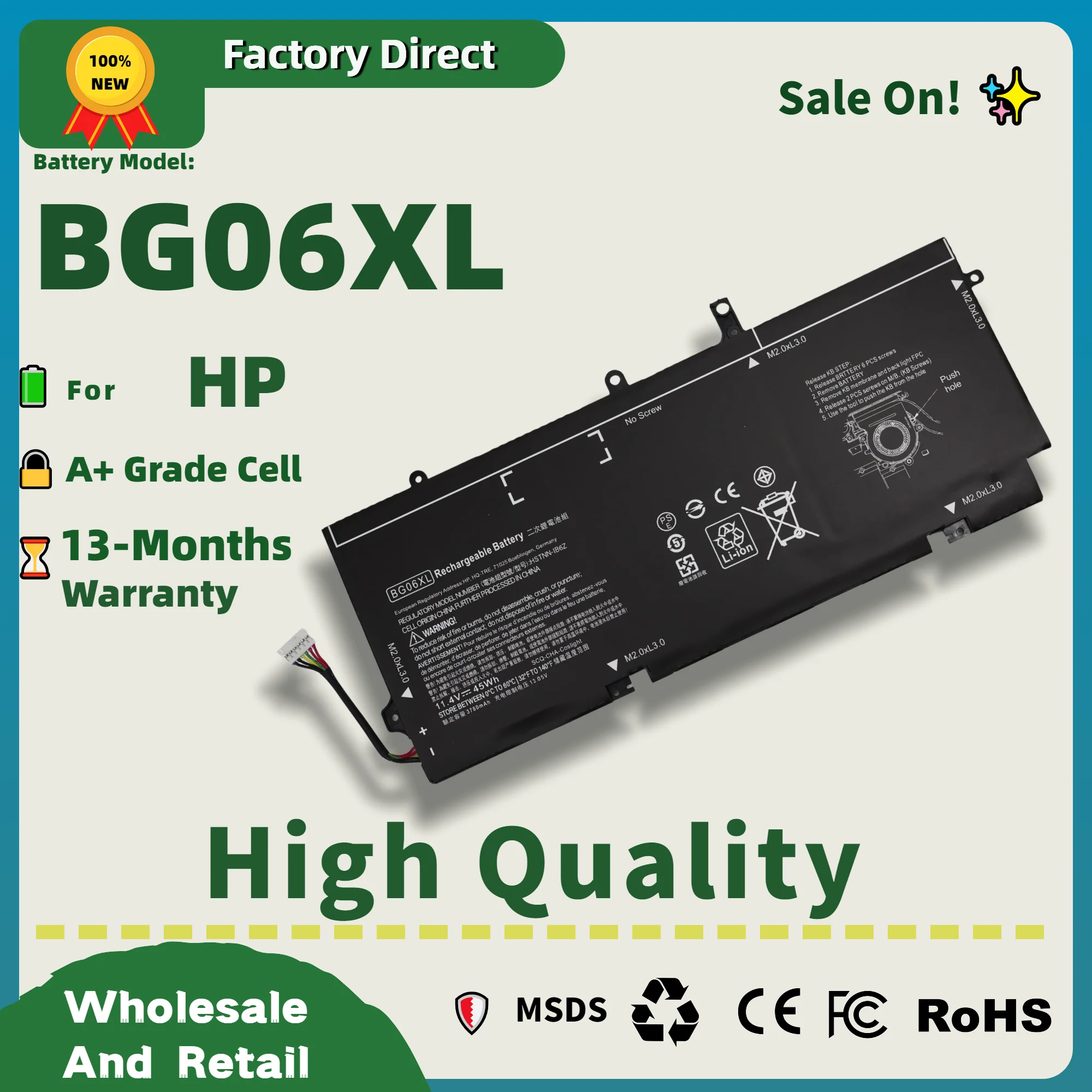 Фото Аккумулятор FRLAN 11.4V BG06XL для HP EliteBook 1040 G3 (P4P90PT) BG06XL HSTNN-Q99C HSTNN-IB6Z 804175-1B1 804175-1C1 804175-181 №1