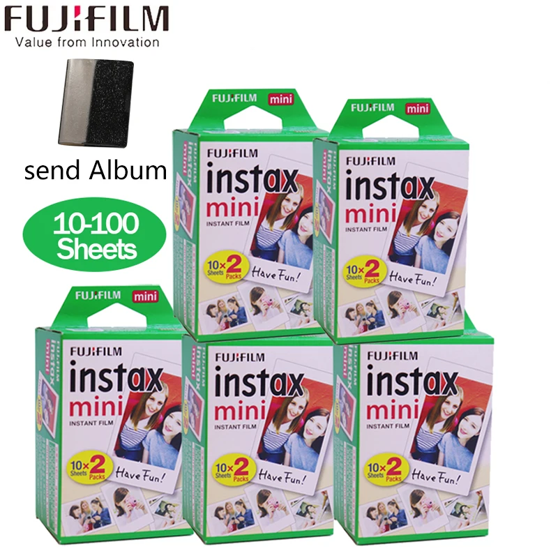 10/20/40/60/80/100 sheets Fujifilm Instax mini 11 9 3 Inch white Edge films for Instant Camera mini 8 7s 25 50s 90 Photo paper