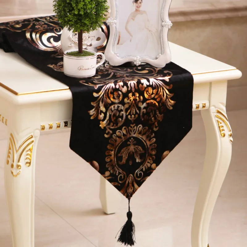 

The baroque table runner european-style neoclassical chemin de table satin velvet bronzing satin table runner wedding table