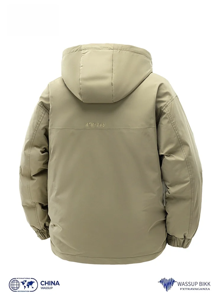 Wassup Bikk Hood Cargo Пуховик Мужская зимняя новая модная брендовая утолщенная теплая