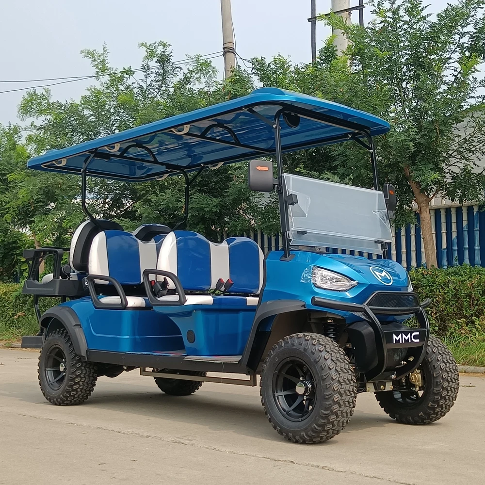 

Folding Back Seat Lithium Ion Battery Golf Scooter 4KW/5KW Club Car McPherson Golf Car Electric 4+2 6 Seats Off-Road Golf Cart