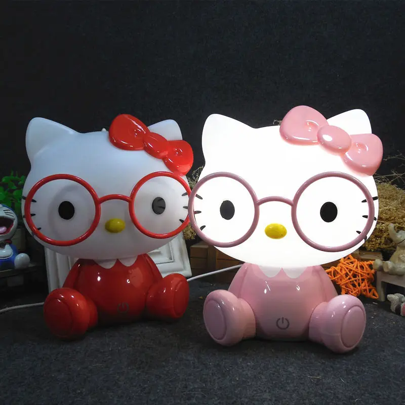 

Kawaii Sanriod Hello Kitty USB ночник, милый мультяшный Кот, маленькая настольная лампа, украшение комнаты, девочка и ребенок, праздничные подарки