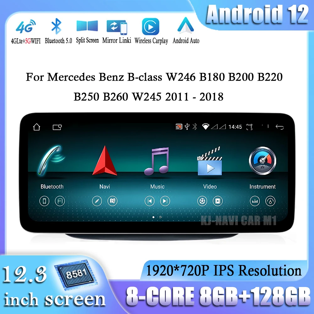 

Car Radio GPS Video Multimedia Android 12 For Mercedes Benz B-class W246 B180 B200 B220 B250 B260 W245 2011-2018 Head Unit 12.3"