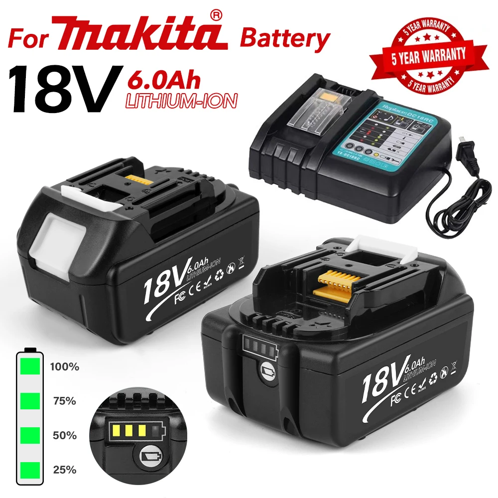 

100% Original 18V Battery for Makita Compatible with BL1830 BL1840 BL1850 BL1860 BL1815 BL1860B 6.0Ah By Air Transportation