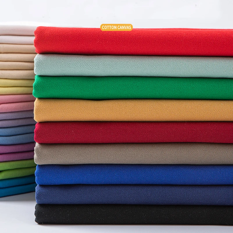 Thickened Cotton Canvas Fabric for Sewing Tote Bags Shoes DIY Handmade White Red Yellow Per Half Meter