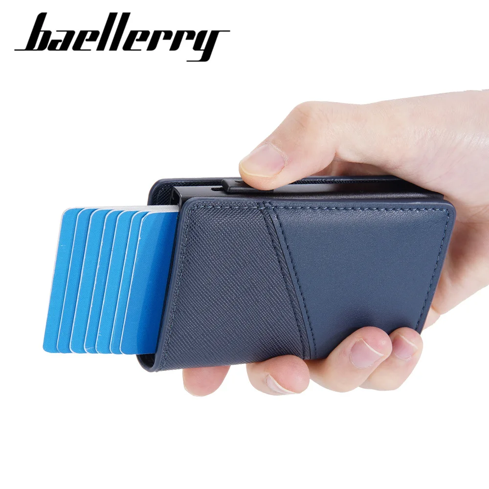 

2023 New Fashion Card Holder Man Color Contrast Side Push RFID Aluminum Box Clip Neutral Thin Type Antimagnetic Card Sleeve