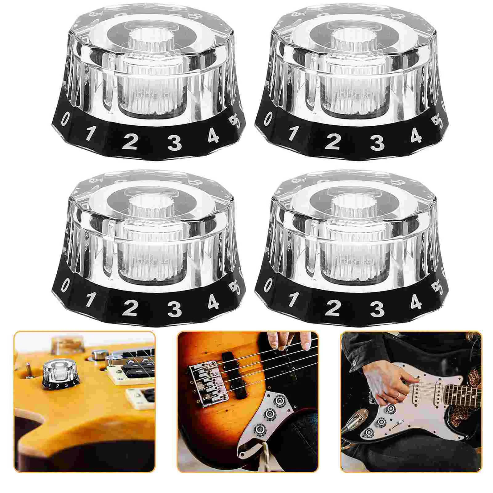 

4 Pcs Guitar Bass Knob Parts Electric Volume Knobs Repair Musical Instrument Accessories Control Replacement