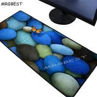 mrgbest blue small stone large mousepad gaming keyboard computer mouse pad non slip natural rubber mousemat with lockedge