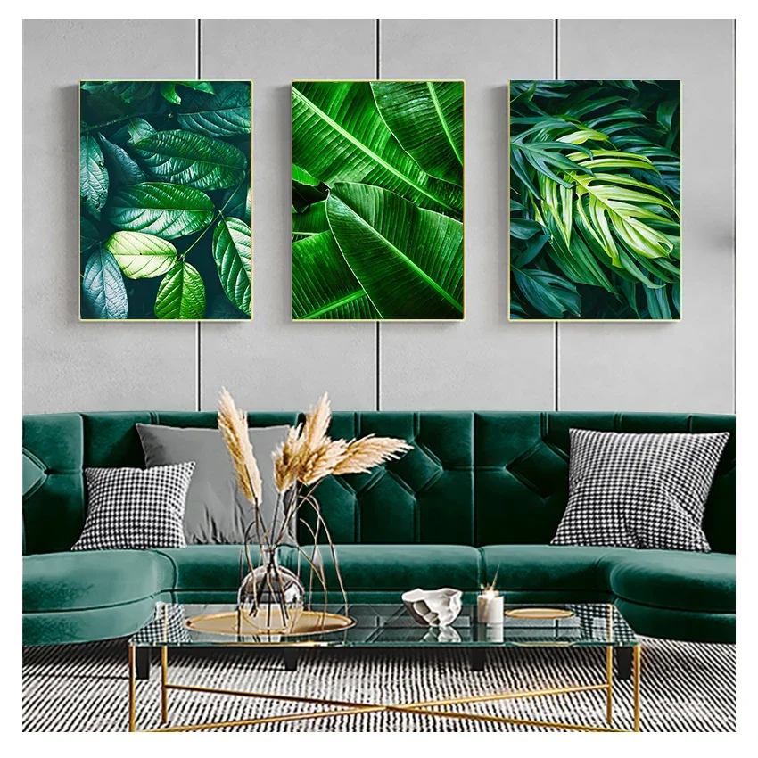 Современное минималистичное настенное искусство зеленые растения большой