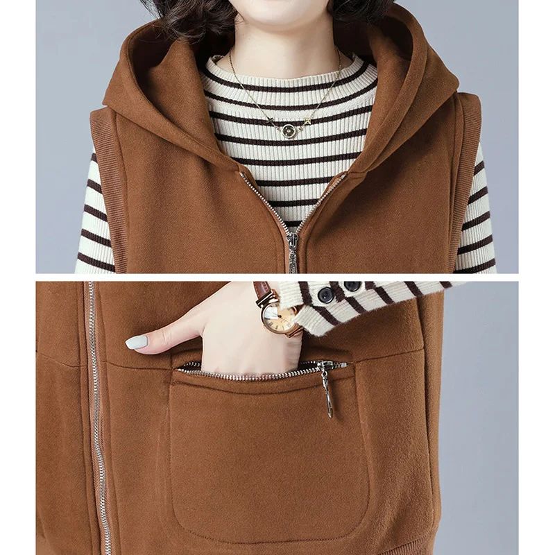 Толстовки с капюшоном жилет куртка для женщин весна-осень 2024 новый корейский