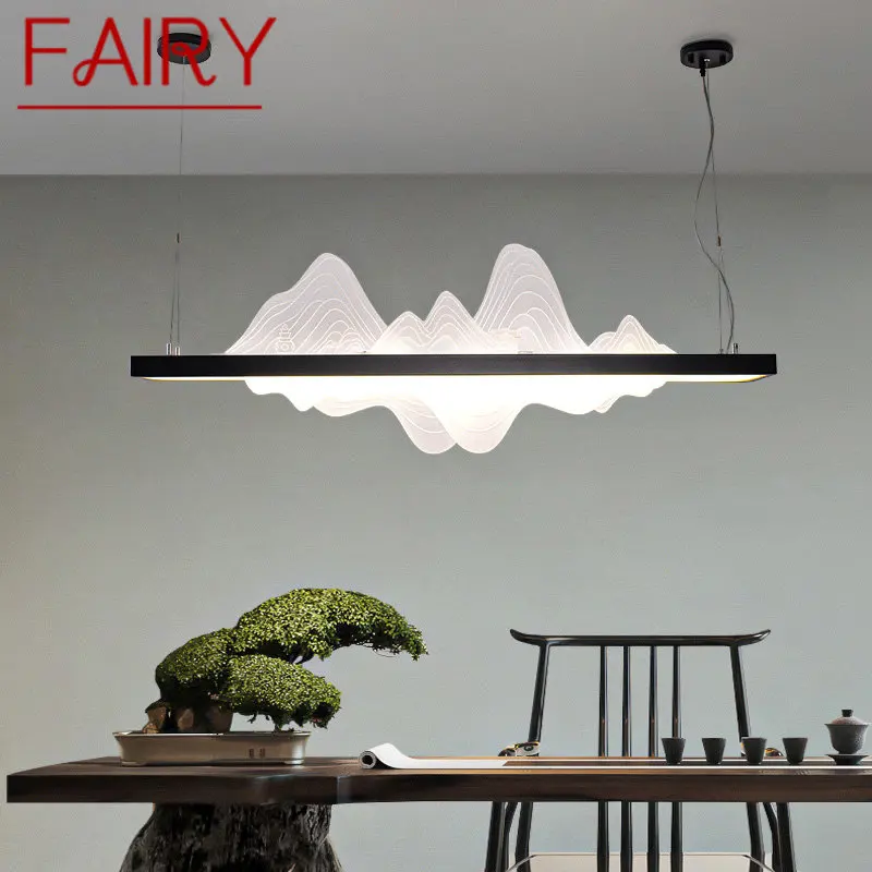 

FAIRY Chinese Hanging Lamps for Ceiling LED 3 Colors Modern Tea-house Creative Hill Landscape Chandelier For Home Dining Room