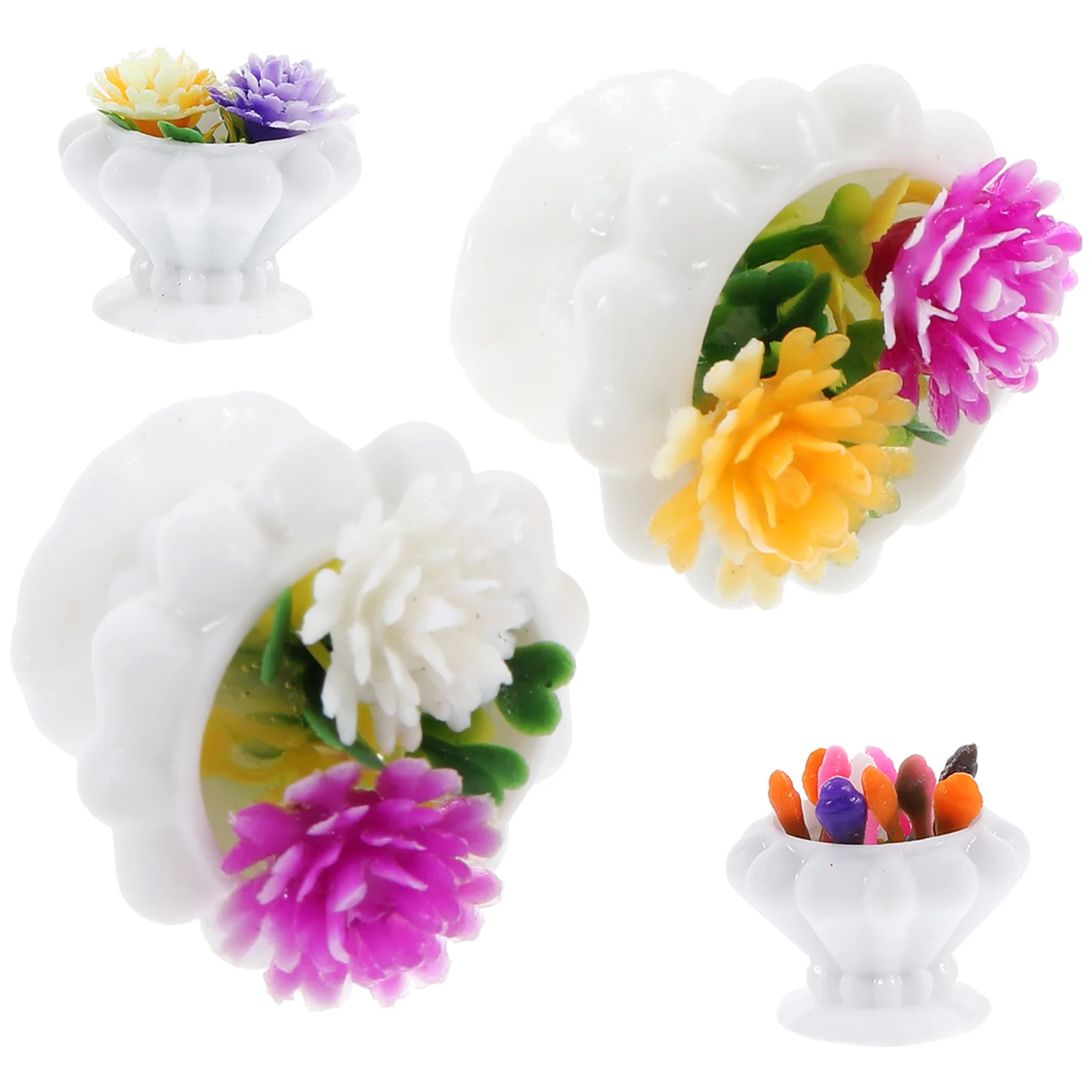 

4 Pcs Table Miniature House Decorations Tiny Potted Plants Miniture Kit Party Favors Kids Desk Artificial